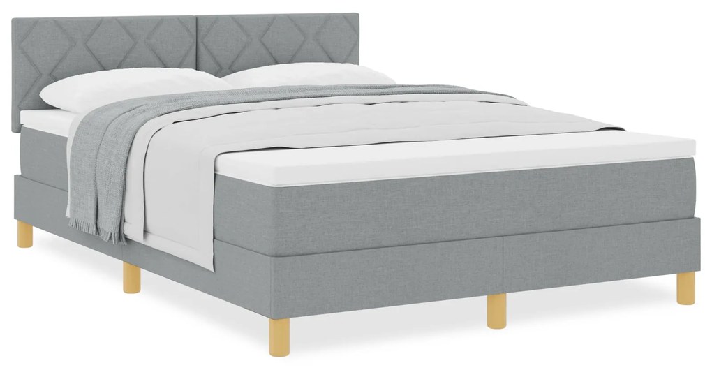 Cama Box Spring com Colchão Cinza Claro 140x200 cm Tecido