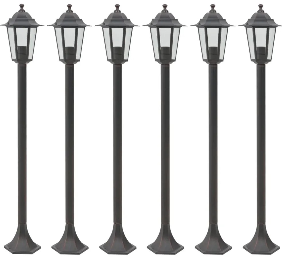 Candeeiros de pé para jardim 6 pcs E27 110 cm alumínio bronze