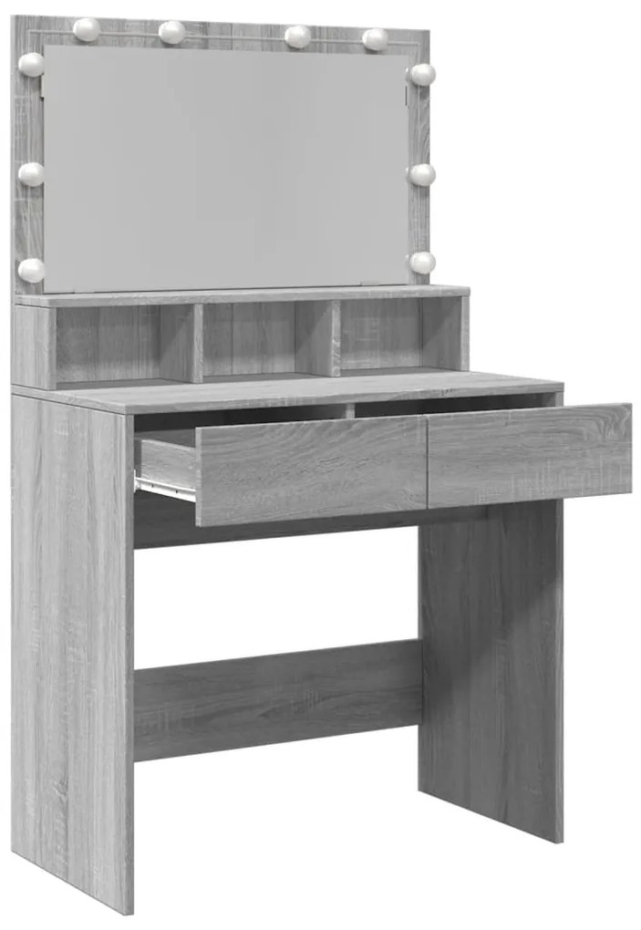Toucador com LED 80x41x134,5 cm cinzento sonoma