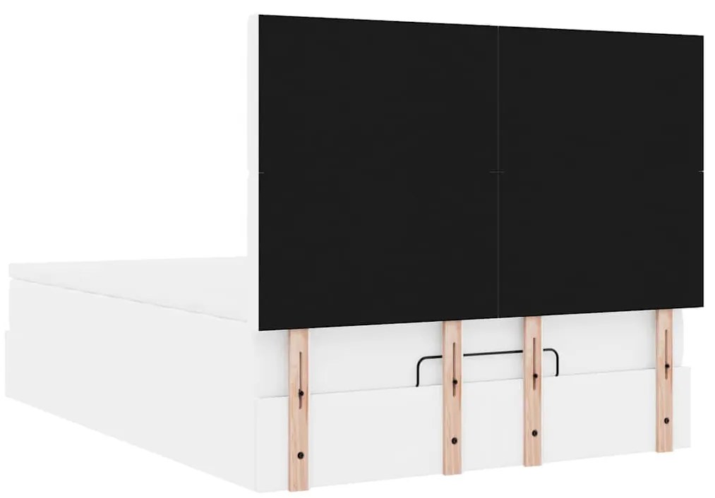 Estrutura de cama otomana com colchão branco couro falso