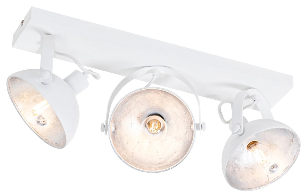 Luminária de teto industrial branca com prata 3 luzes ajustáveis - Magnax