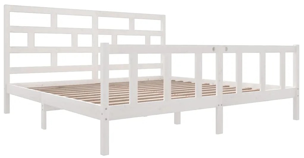 Estrutura de cama 200x200 cm madeira de pinho maciça branco
