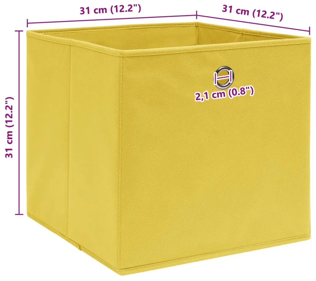 Caixas de arrumação 4 pcs 32x32x32 cm tecido amarelo
