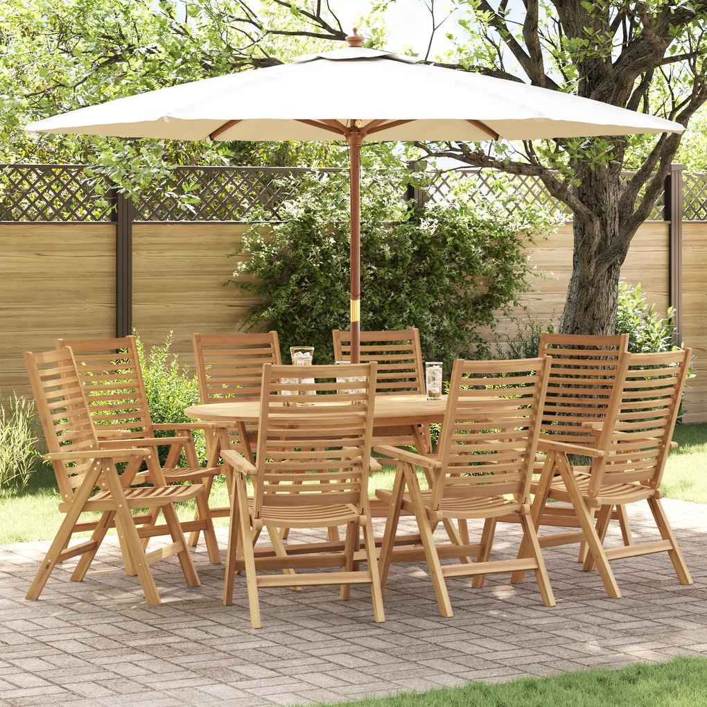 Cadeiras de Jardim vidaXL Dobrável 8 pcs Madeira de Teca
