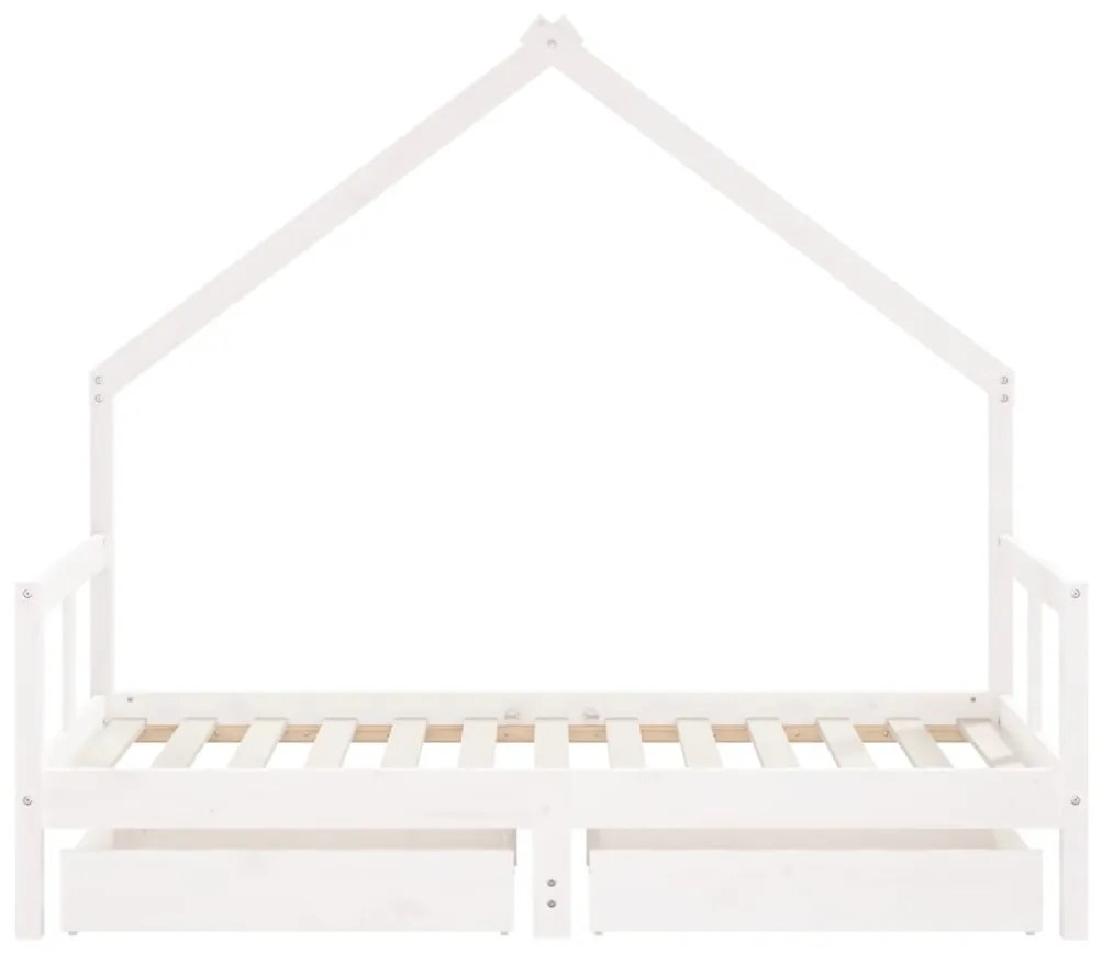 Estrutura cama infantil c/ gavetas 80x160cm pinho maciço branco