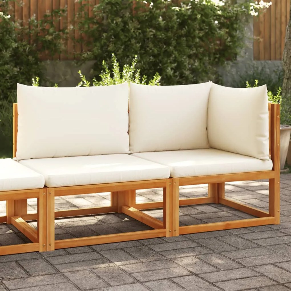 vidaXL Sofá de 2 lugares para jardim com almofadões acácia maciça