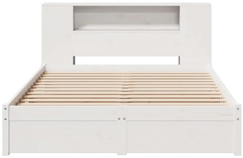 Cama com estante sem colchão 150x200 cm pinho maciço branco