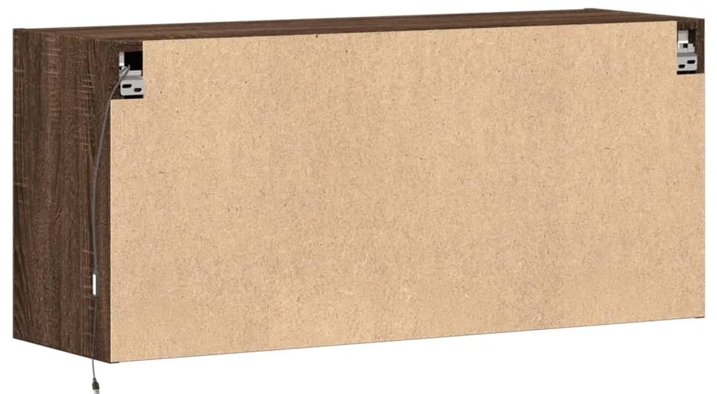 Móvel de parede p/ TV luzes LED 100x31x45 cm carvalho castanho