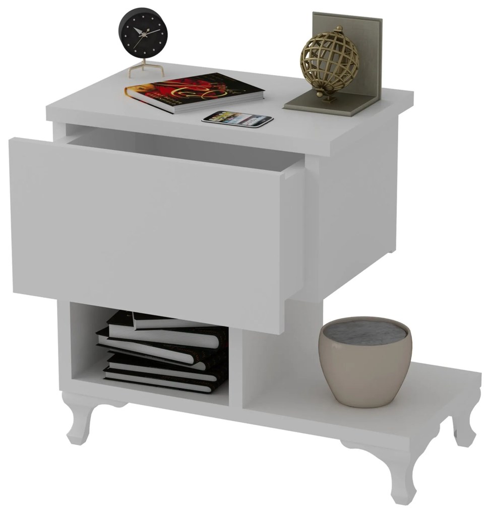 Mesa de Cabeceira Cast – Branco – 46,8x46,8x33 cm