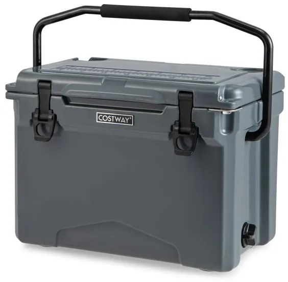 Cooler rígido de 25 QT com alça de alumínio e porta-copos integrados - bege