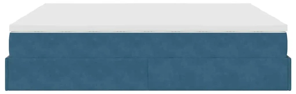 Estrutura de cama otomana com colchão azul escuro Veludo
