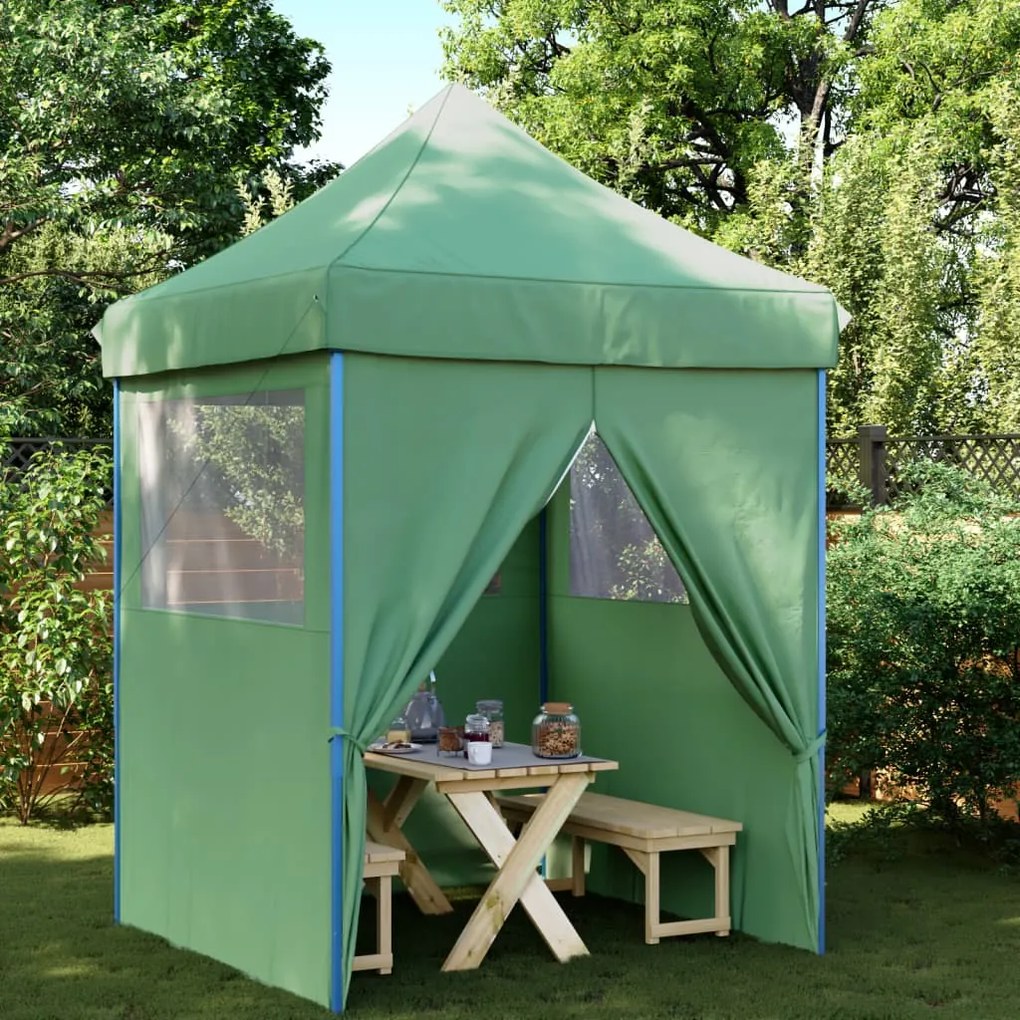 vidaXL Tenda p/ festas pop-up dobrável com 4 paredes laterais verde
