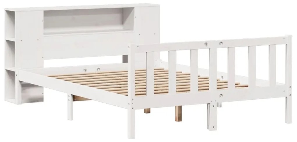 Cama com estante sem colchão 140x200 cm pinho maciço branco
