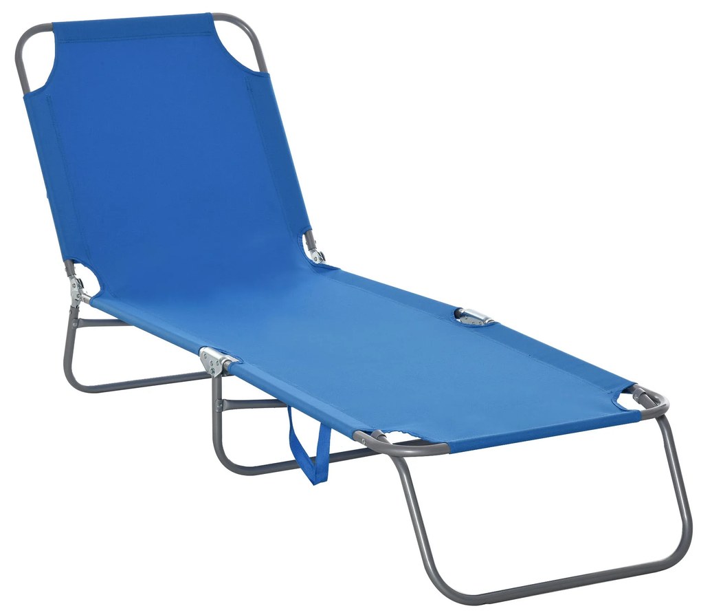 Outsunny Espreguiçadeira de Praia Dobrável Espreguiçadeira Jardim com Encosto Ajustável em 5 Posições para Terraço 187x55x24 cm Azul | Aosom Portugal