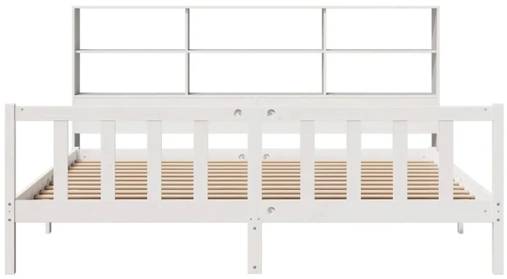 Cama com estante sem colchão 200x200 cm pinho maciço branco