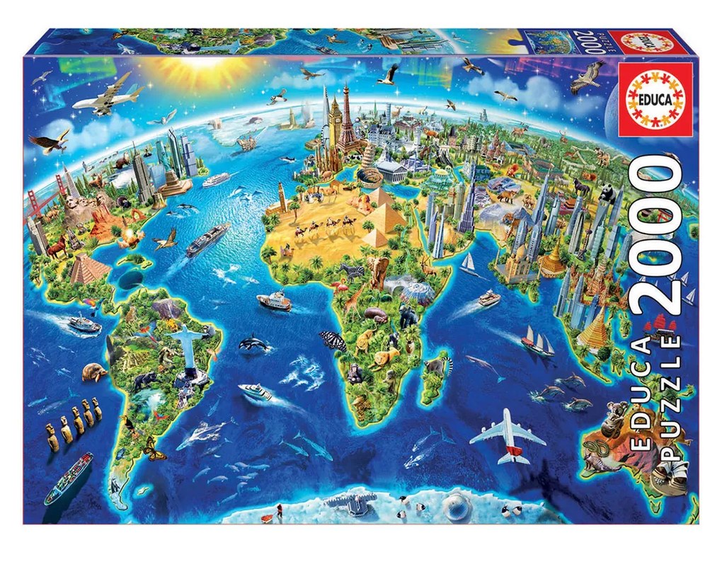 Puzzle Educa 2000 Peças Símbolos Do Mundo