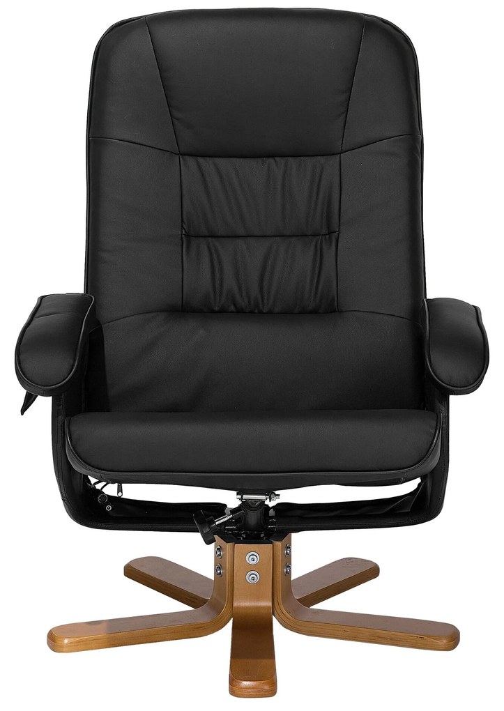 Cadeira de massagem com repousa-pés em pele sintética preta RELAXPRO Beliani