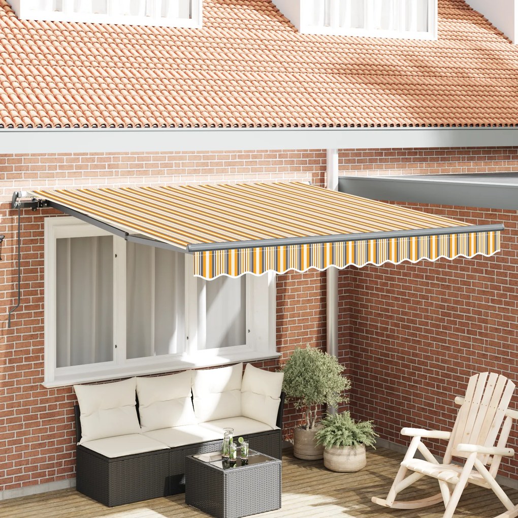 vidaXL Toldo Retrátil Manual Listrado Multicolorido 350x250 cm
