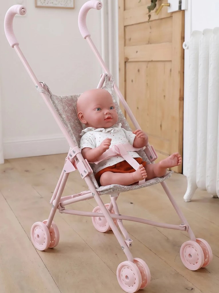 Grande carrinho de passeio para boneca rosa