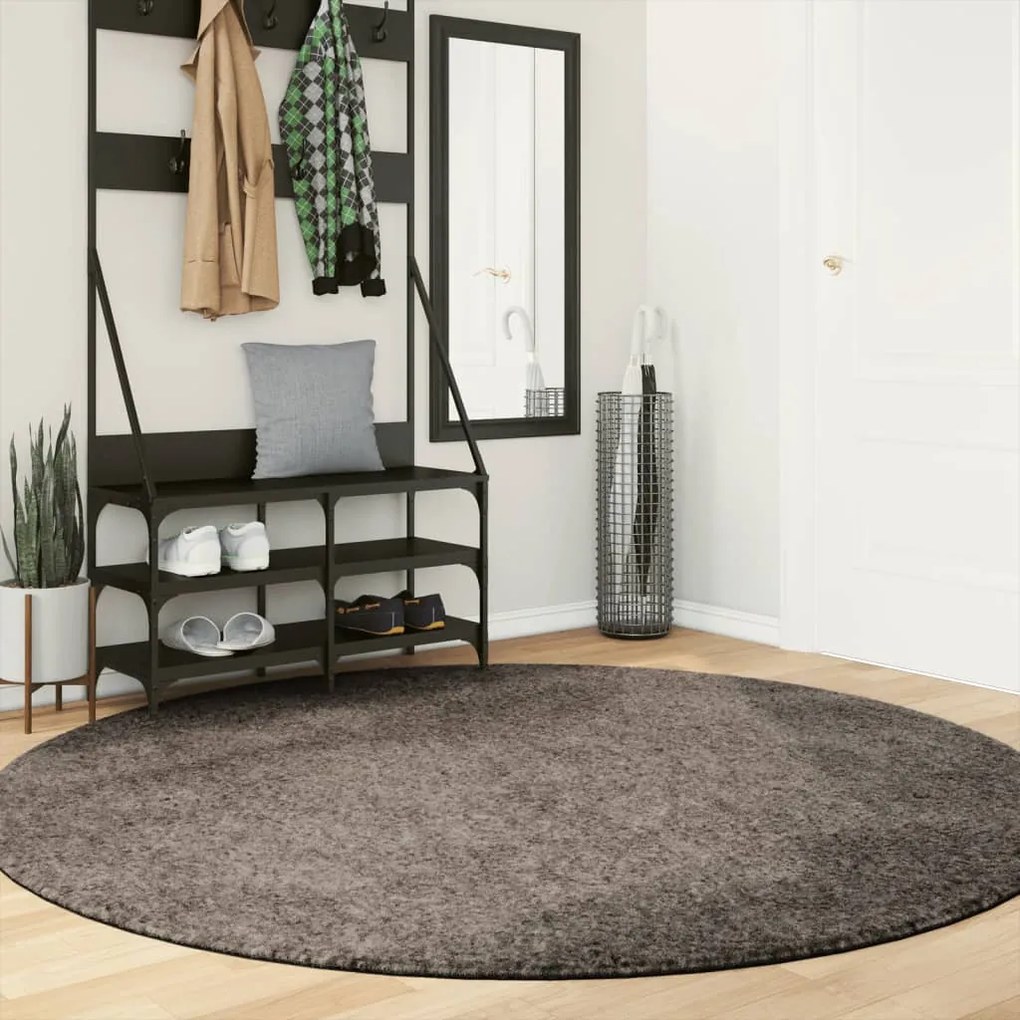 vidaXL Tapete de pelo alto com aspeto brilhante ISTAN Ø200cm cinzento