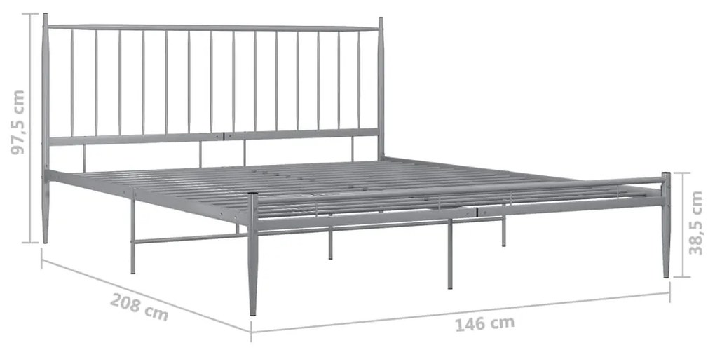 Estrutura de cama metal 140x200 cm cinzento