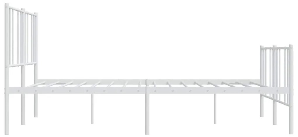 Estrutura de cama com cabeceira e pés 193x203 cm metal branco