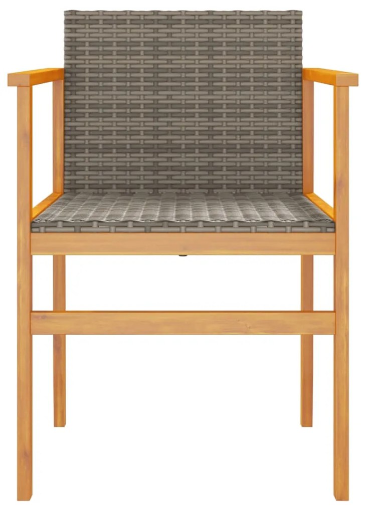 Cadeiras de jardim 2 pcs vime PE/madeira maciça cinzento