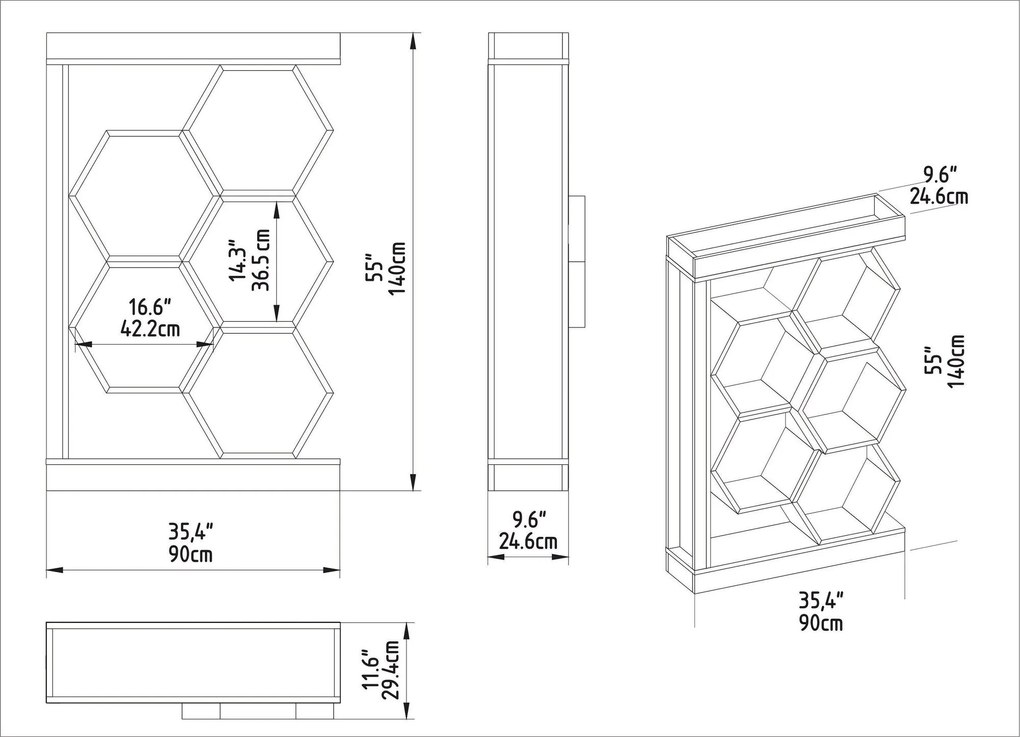 Estante Artemis – Branco e Nogal – 90 x 24,6 x 140 cm