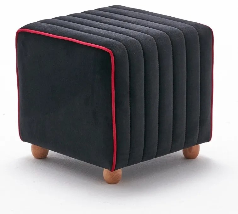 Pouffe Mona – Anthracite &amp; Rosa – 40x40x40 cm
