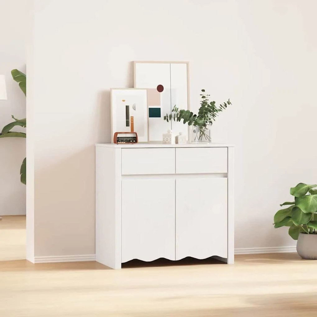 vidaXL Buffet Branco 79 x 43 x 75,5 cm Madeira de pinho maciça
