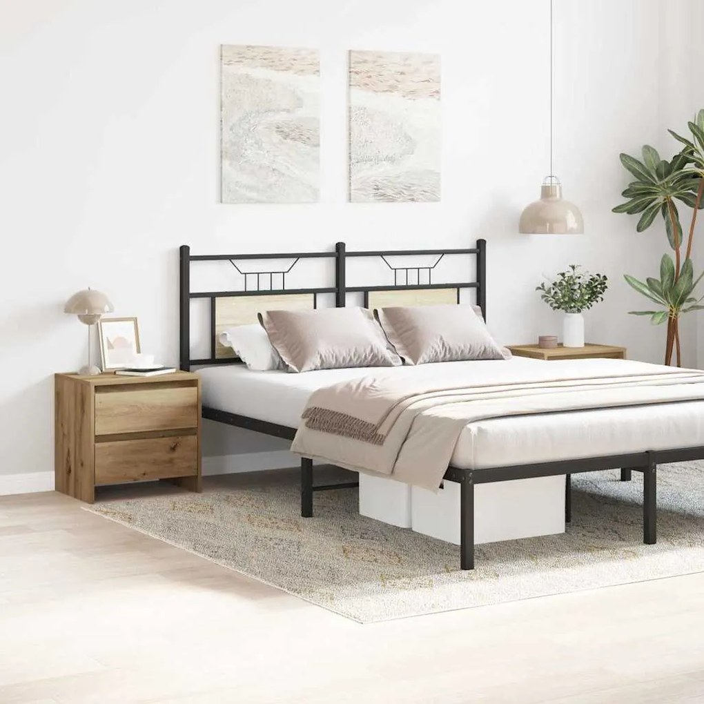 Cabeceira de cama vidaXL 2 pcs Carvalho Artesanal 45x34x44,5 cm Madeir