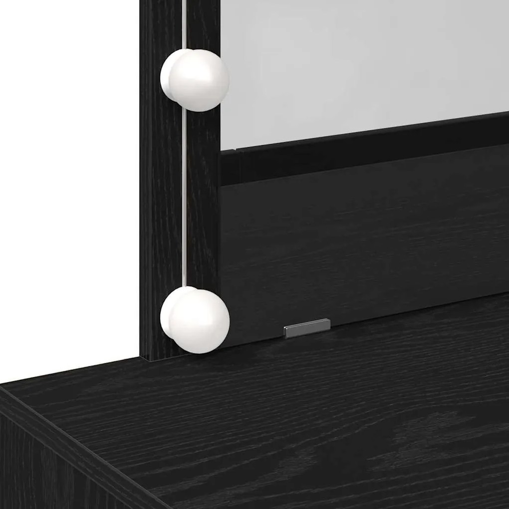 Toucador com LED Carvalho Preto 100x40x120 cm