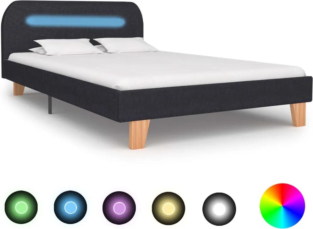 Estrutura de cama com LEDs em tecido 120x200 cm cinzento-escuro