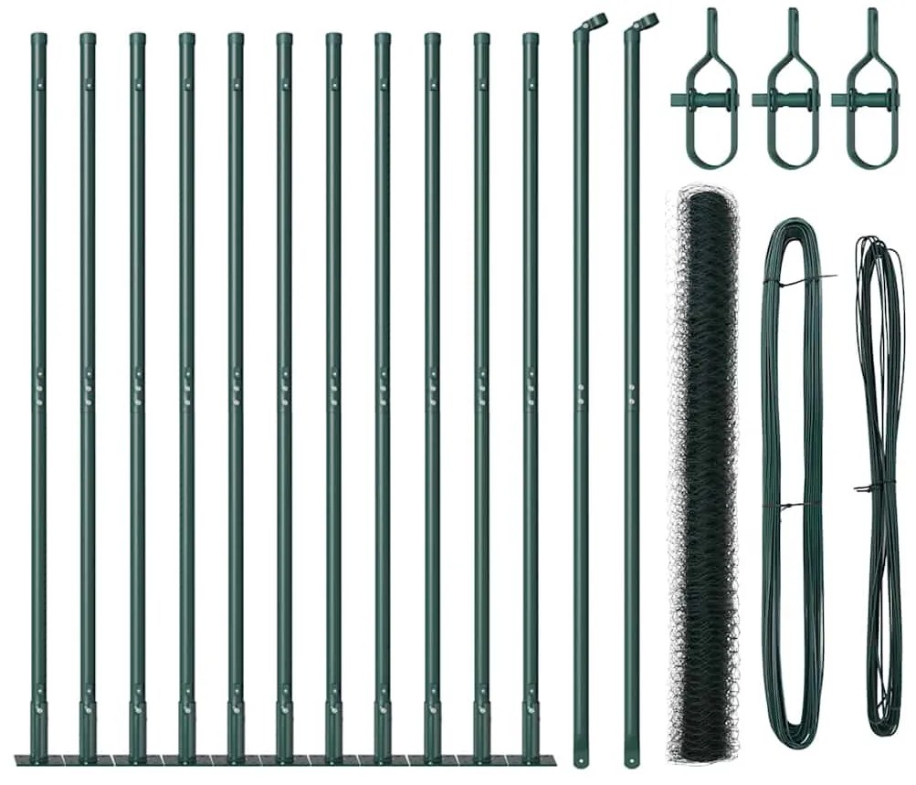 Conjunto de Cercas Conjunto de 2 Verde Aço com Revestimento a Pó
