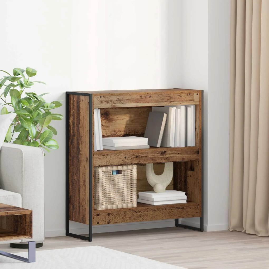 vidaXL Gabinete de Livros Madeira Antiga 80 x 30 x 155 cm