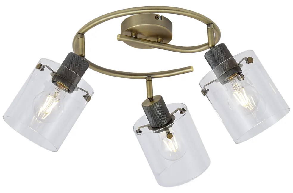 Foco de teto de design bronze com vidro transparente redondo 3-luzes - Domo Moderno