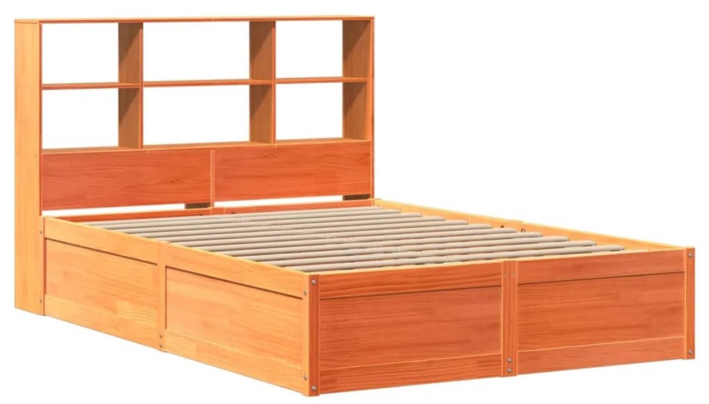 Cama sem colchão 140x190 cm pinho maciço castanho-mel