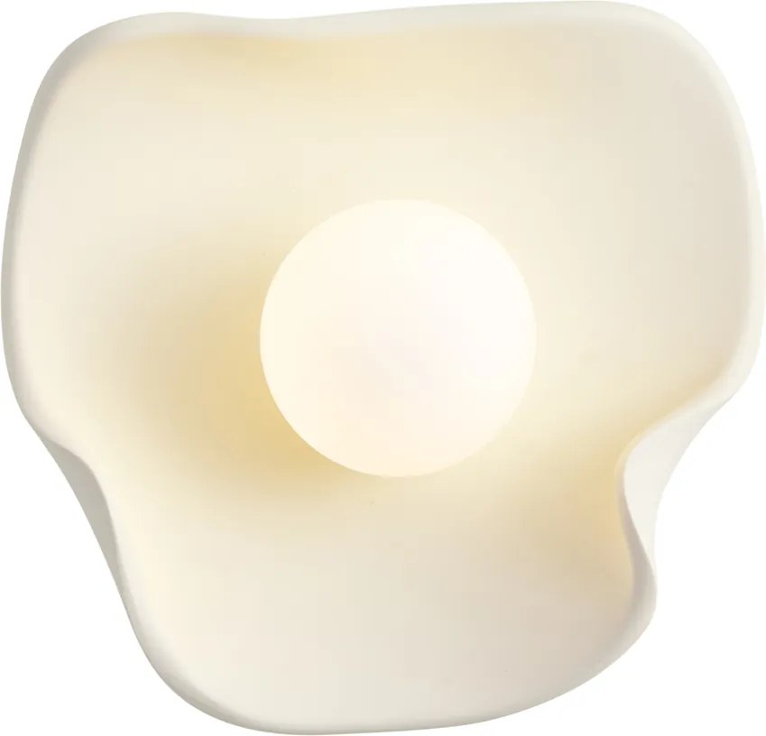 Candeeiro de Parede Japandi Creme com Vidro Branco - Parel
