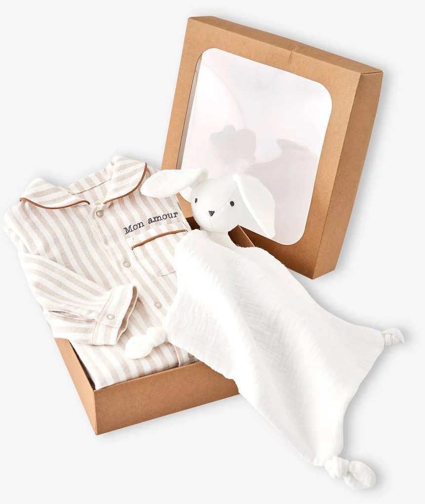 Conjunto pijama em flanela + peluche bege