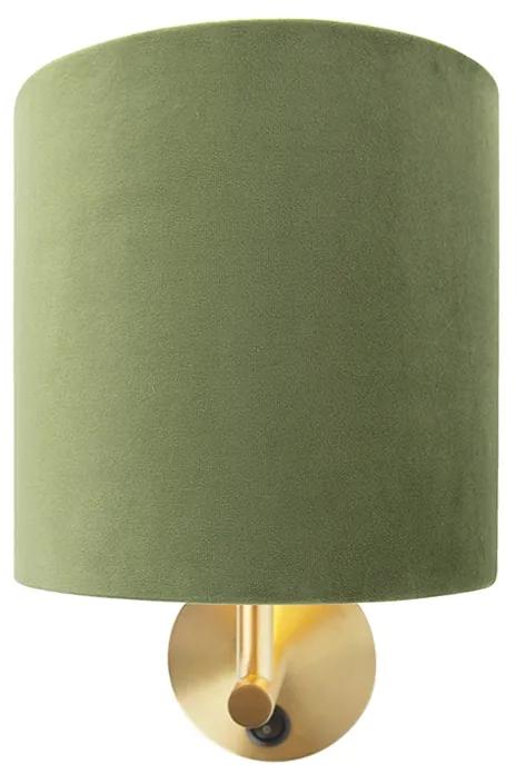 Candeeiro de parede elegante dourado com tom de veludo verde - Matt Moderno