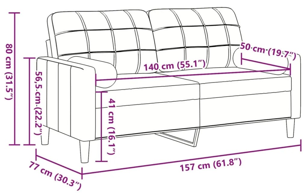 Sofá 2 lug. + almofadas decorativas 140cm veludo vermelho tinto