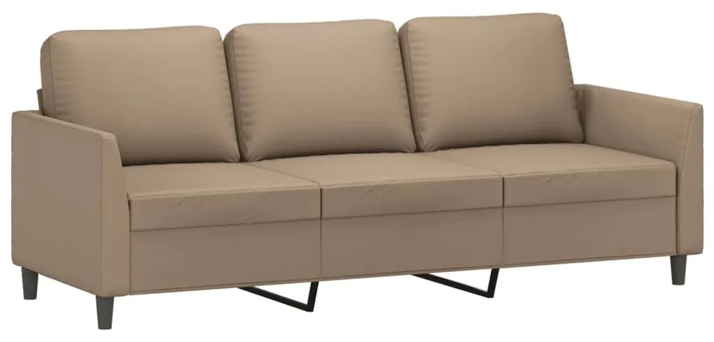 3 pcs conjunto sofás c/ almofadões couro artificial cappuccino