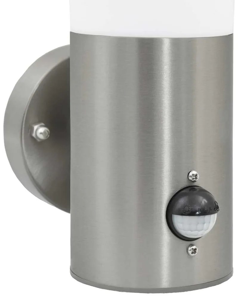 Luz de Parede Externa vidaXL com Sensor em Aço Inoxidável Prateado IP4