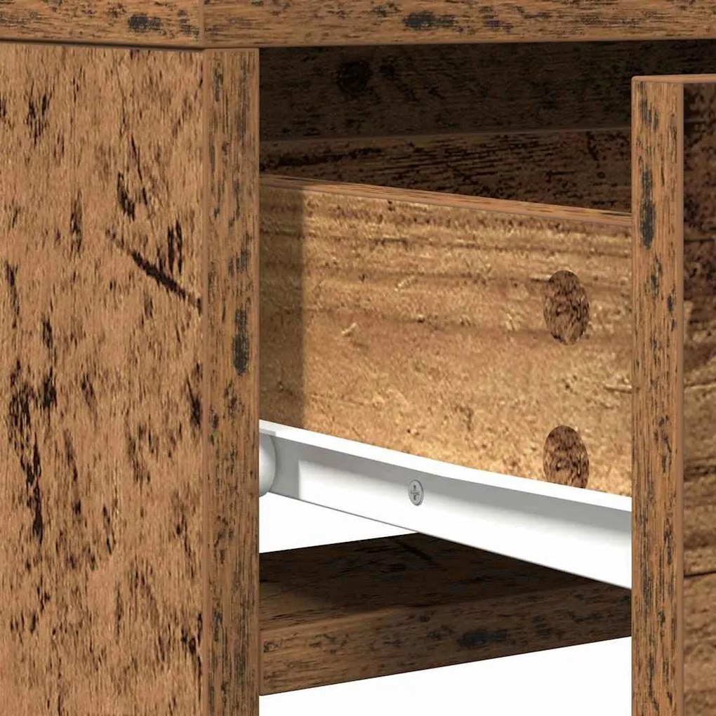 Mesa de Maquiagem vidaXL com Luzes de LED Madeira Antiga 50x41x140 cm