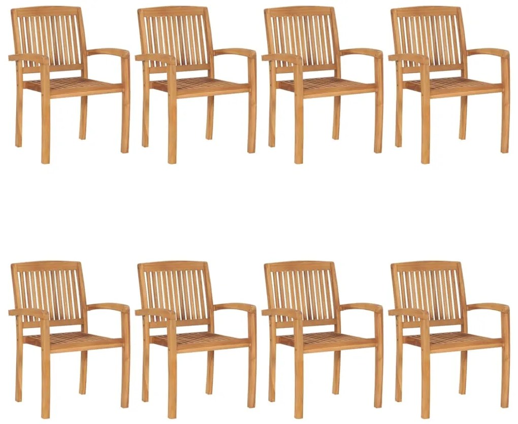 Cadeiras de jardim empiháveis c/ almofadões 8 pcs teca maciça