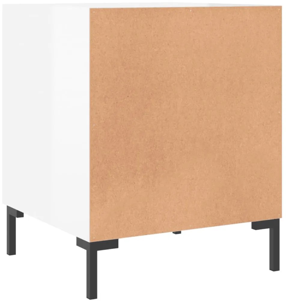 Mesa cabeceira 2pcs 40x40x50cm deriv. madeira branco brilhante