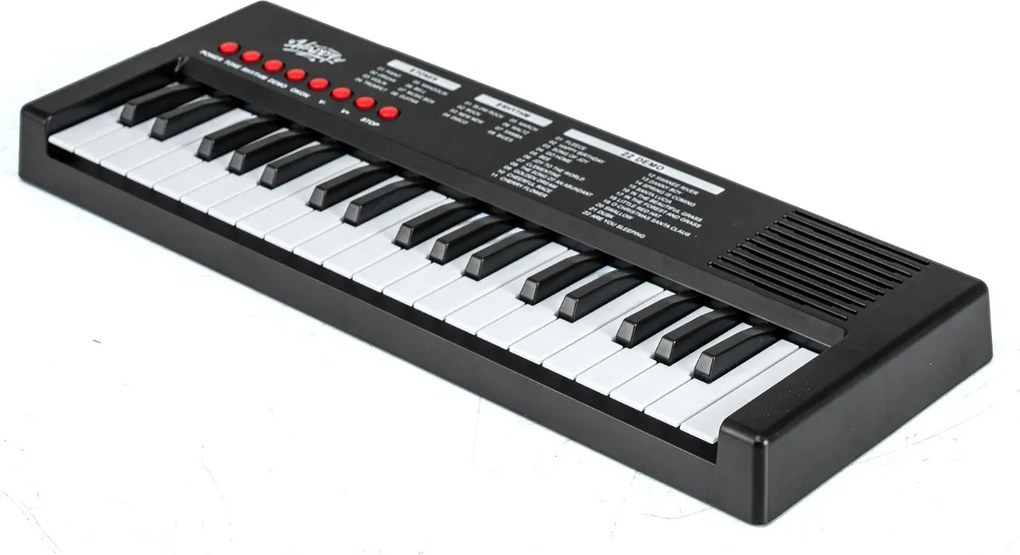 Teclado de piano para crianças elétrico portátil de 37 teclas com 8 ritmos, 8 tons e 22 demos Instrumento musical eletrónico Preto