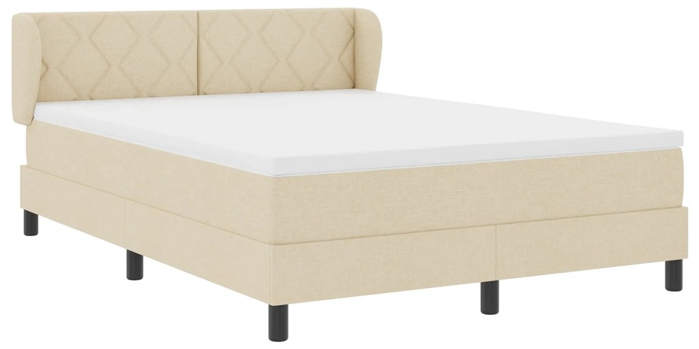 Cama Box Spring vidaXL com Colchão em Creme, 140x200 cm, Tecido
