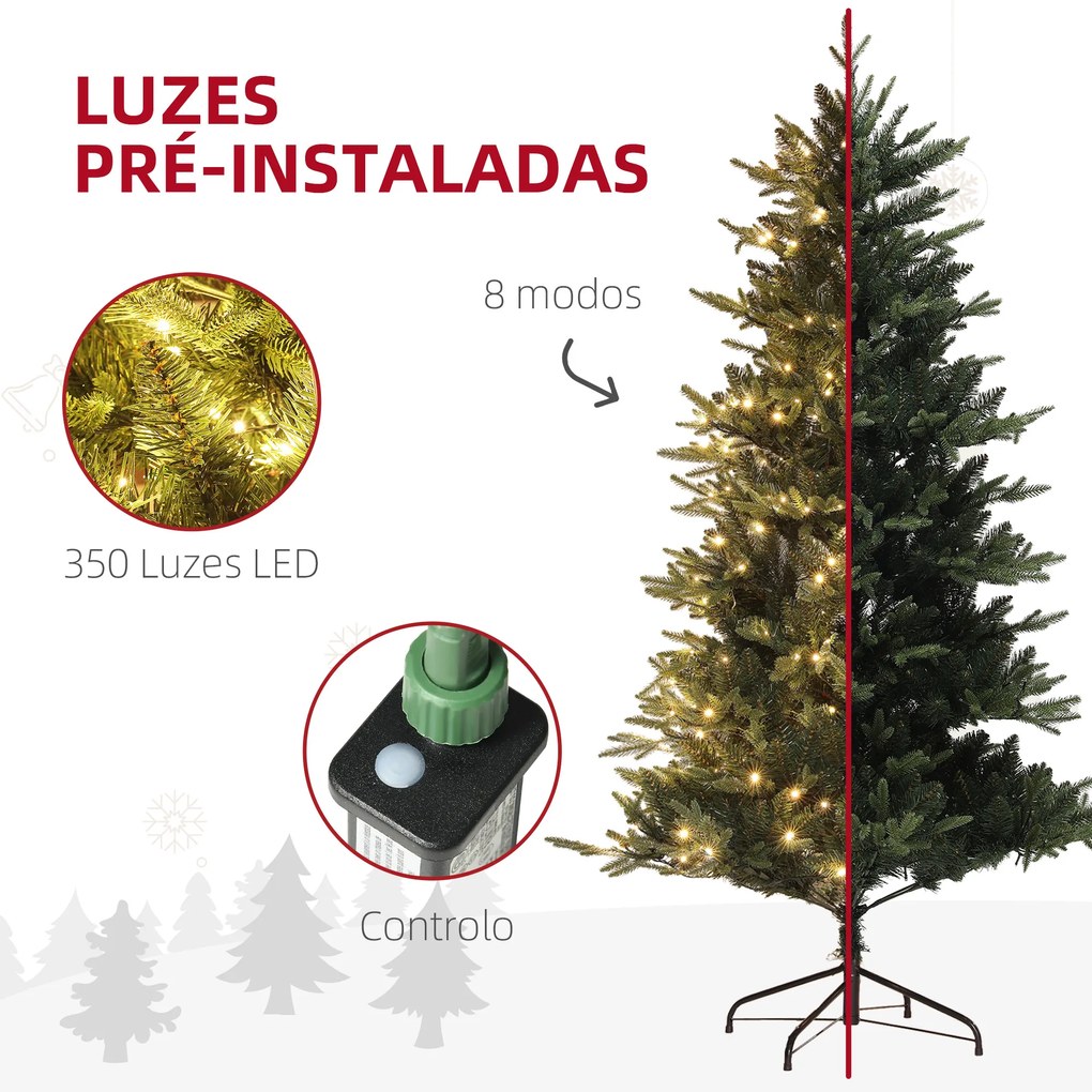 Árvore de Natal 180 cm Árvore de Natal Artificial com 350 Luzes LED 726 Ramos e Suporte de Aço Decoração de Natal Ø114x180 cm Verde