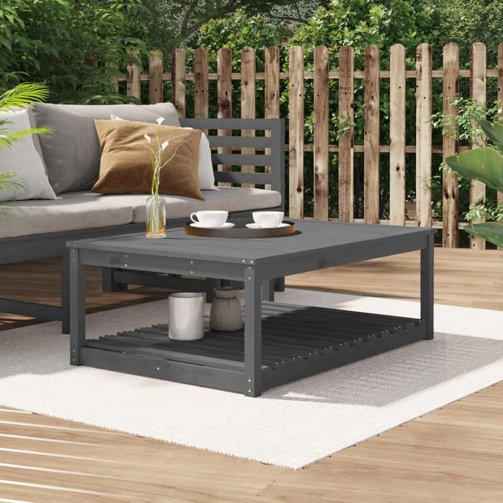 vidaXL Mesa de jardim 121x82,5x45 cm madeira de pinho maciça cinzento